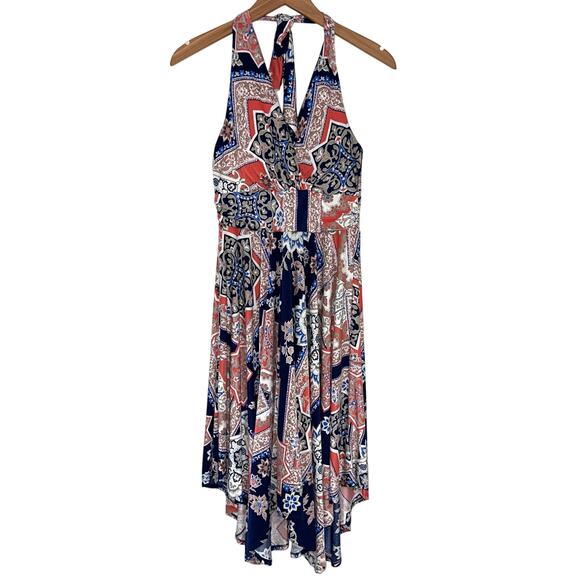 Soma Paisley Halter Handkerchief Hem Midi Dress Size Medium - Picture 2 of 13